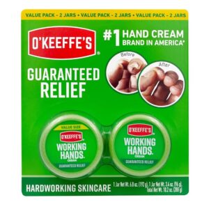 O'Keeffe's Working Hands Hand Cream Intense Moisturizing Relief for Extremely Dry, Cracked Hands Unscented, Non-Greasy, Hypoallergenic_Protective Barrier, 2 Pack (6.8 oz & 3.4 oz)