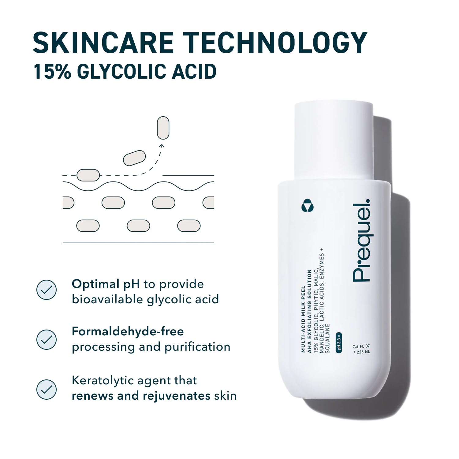 Skin Multi-Acid Milk Peel, Professional Exfoliating Solution. 15% Glycolic Acid Face Peel with Lactic Acid and Enzymes. Hydrating Chemical Exfoliant. Clinical Strength Formula, 7.6oz Bottle. - Image 4
