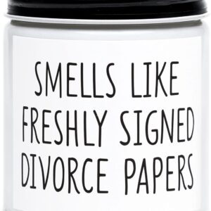 Divorce Gifts for Women, Divorce Candle,New Beginnings Gift for Women, Break Up Gift for Her, Happy Divorced Gifts, Smells Freshly Signed Divorce Papers,Lavender Vanilla Candle,7oz