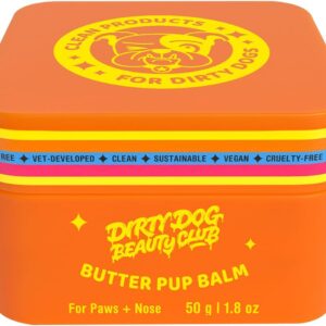 Dirty Dog Beauty Club Butter Pup Balm – Natural Moisturizer for Dog Paw Pads & Noses – Lick-Safe, Vet-Developed, Unscented & Soothing – Protects from Hot Pavement & Harsh Weather (1.8 oz)