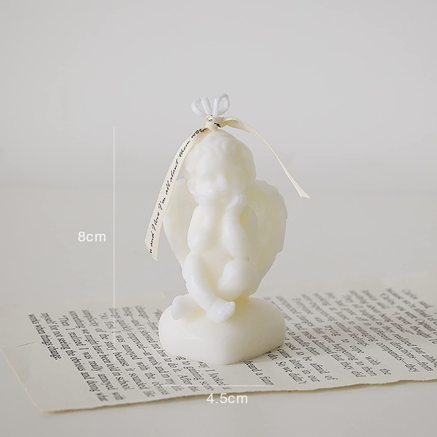 Scented Candle Cute Angel Shaped,50G Aroma Soy Wax Decorative Candle,Handmade Aesthetic Candlefor Table Photo Prop Birthday Gift,Prefect for Meditation Stress Relief Mood Boosting Bath Yoga (White) - Image 2