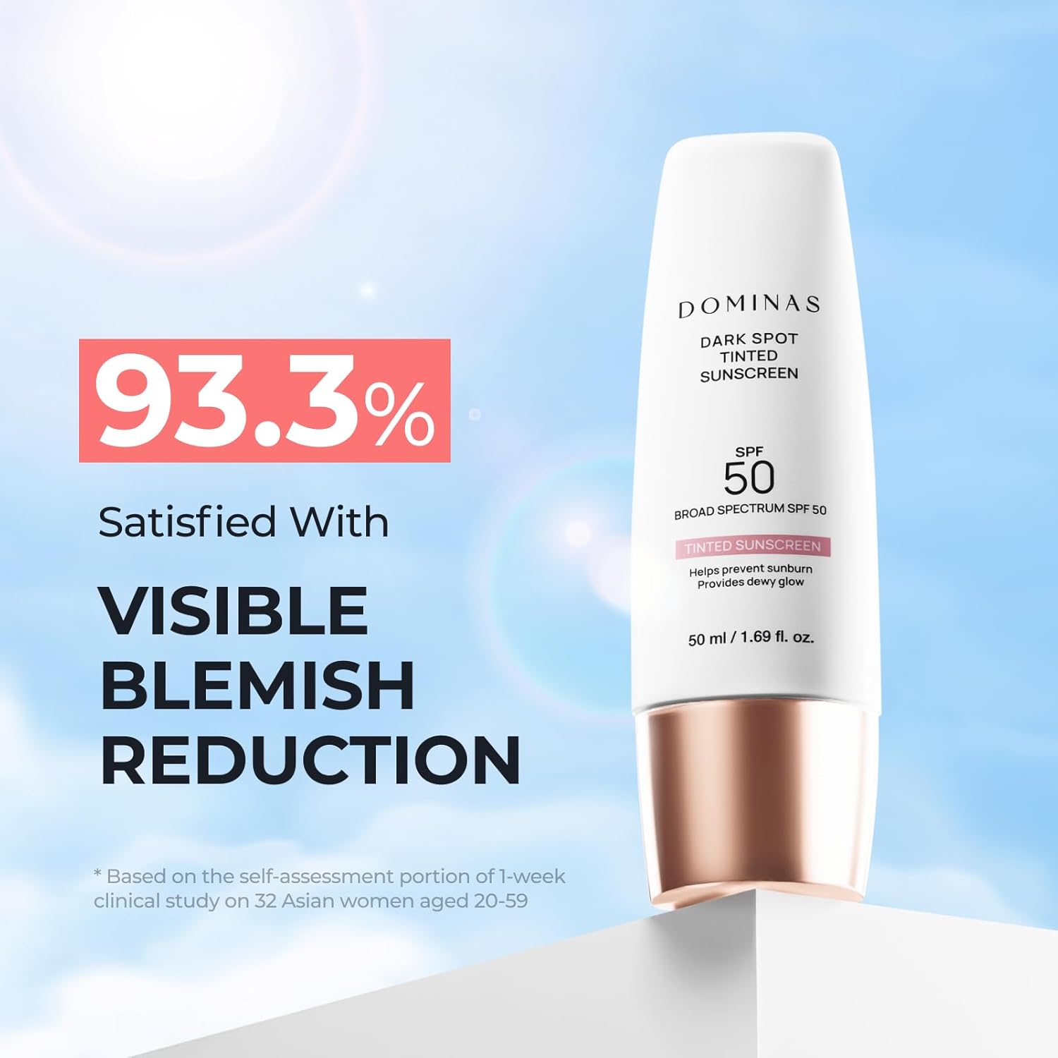 SPF 50 DOMINAS Tinted Sunscreen Moisturizer (1.7fl oz) - Tone Correction, Korean Skin Care, Broad-Spectrum UV Defense Sunblock, Water-in-Oil Formula for Lightweight, Panthenol, Sun Cream - Image 5