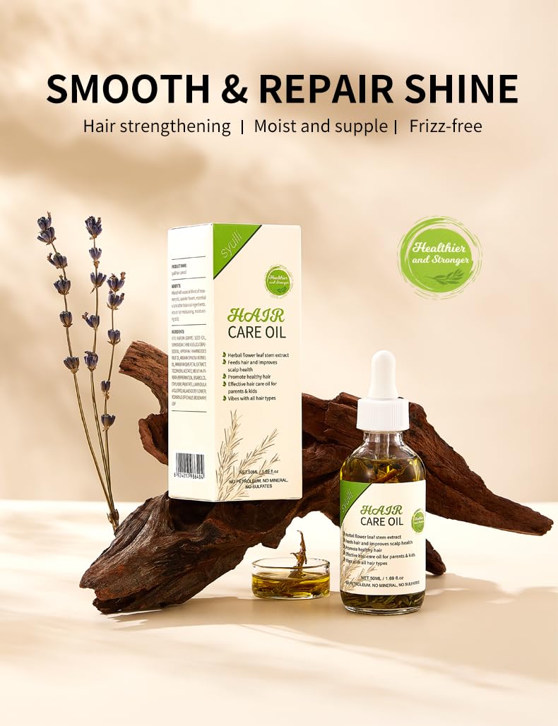 Hair Growth Elixir Oil, 100% Pure and Natural Organic Rosemary Castor Almond Oil Serum for Hair Loss Treatment, for Men Women Scalp Care, 1.69 Fl Oz