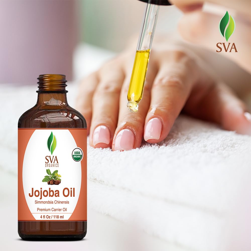 SVA Jojoba Seed Oil Organic - 4 Fl Oz – 100% Natural Cold Pressed Organic Jojoba Oil - for Face, Skin Care, Hair Care, Scalp Massage & Body Massage – Carrier Oil with Dropper - Image 7