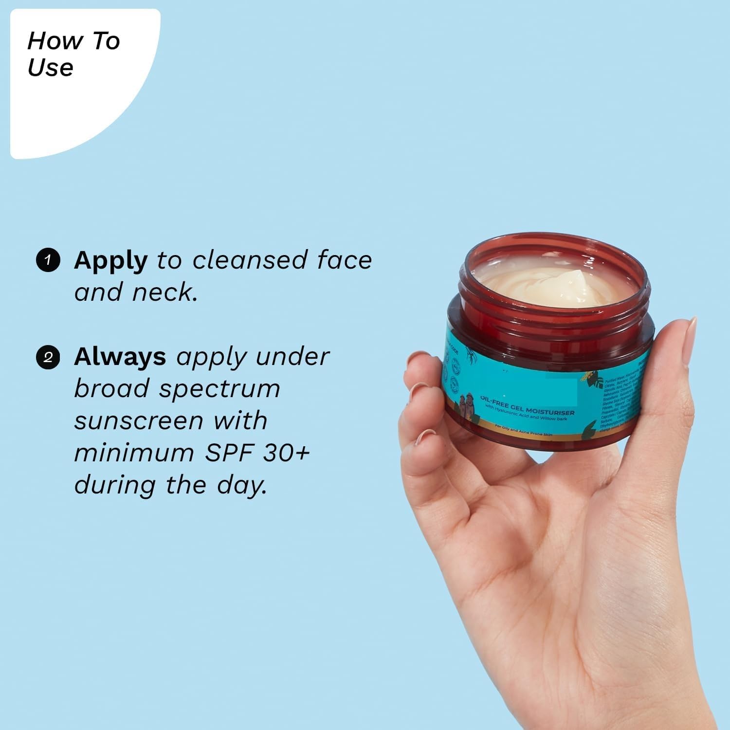 Korean Oil free Gel Moisturizer for oily skin with Hyaluronic Acid & Willow Bark Extracts | Moisturiser for face | Suitable for Oily & Acne-Prone Skin| Men & Women | Korean Skin Care | 50gm, 1.76 Ounc - Image 4