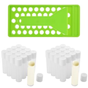 100Pcs Lip Balm Tubes 5g/5ml Empty Chapstick Tubes with Filling Tray And Spatula, Lipsticks Filling Tubes Plastic DIY Lip Balm Kit Clear Lip Balm Containers with Caps for Women Girl DIY Make Up Gift