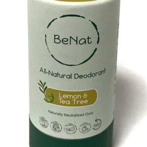All Natural Deodorant Plastic Free For Women & Men Aluminum Free, Gluten Free & Cruelty Free 24 Hour Long Lasting Protection Zero Waste Eco Friendly Lemon & Tea Tree 3 oz.