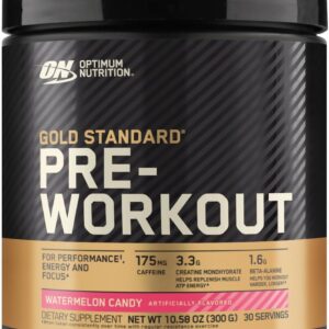 Optimum Nutrition Gold Standard Pre-Workout, Vitamin D for Immune Support, with Creatine, Beta-Alanine, and Caffeine for Energy, Keto Friendly, Watermelon Candy, 30 Servings (Packaging May Vary)