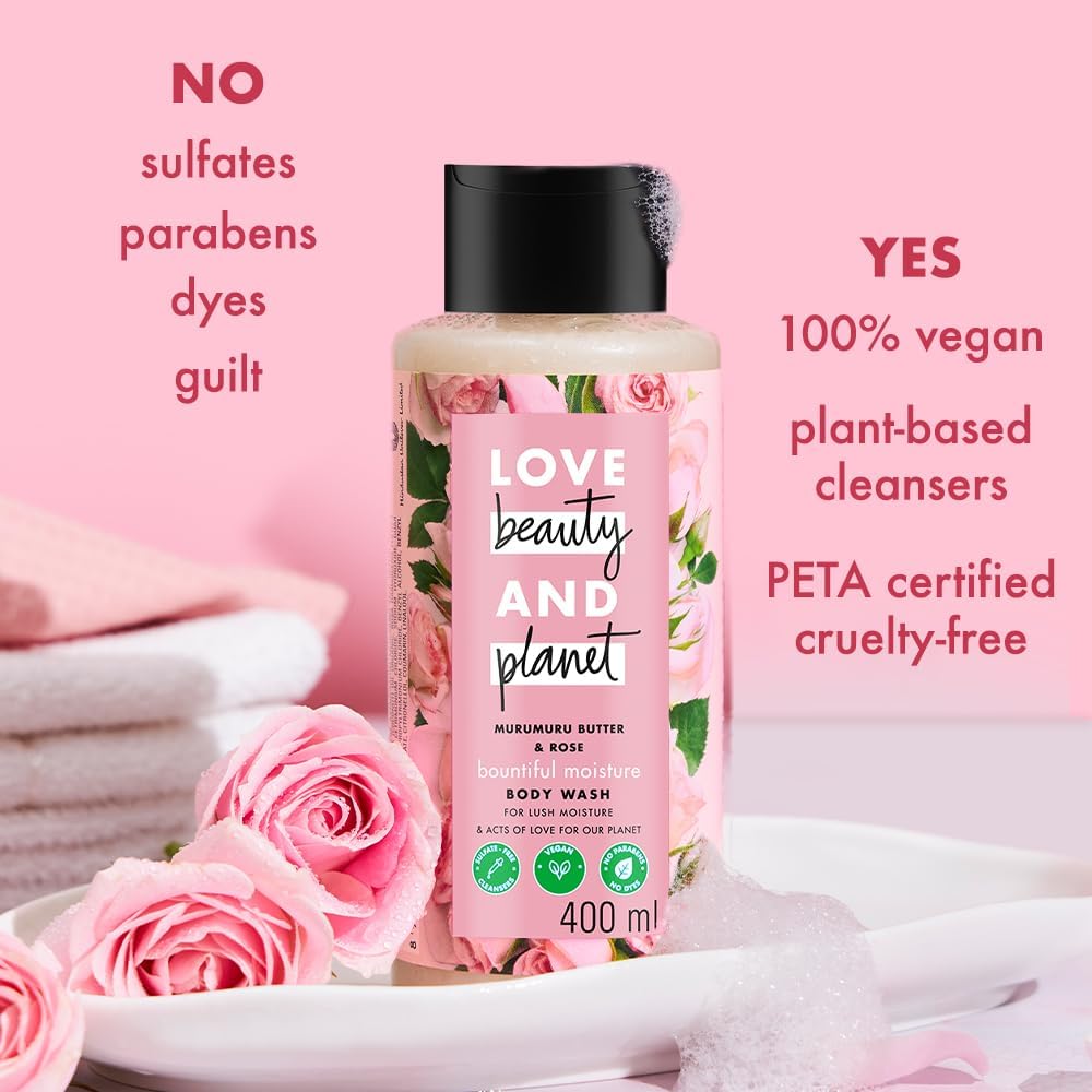 Lo.ve Bea.uty & Pla.net Murumuru Butter and Rose Moisturising Body Wash|Crème Shower Gel for Soft Skin,200ml - Image 4