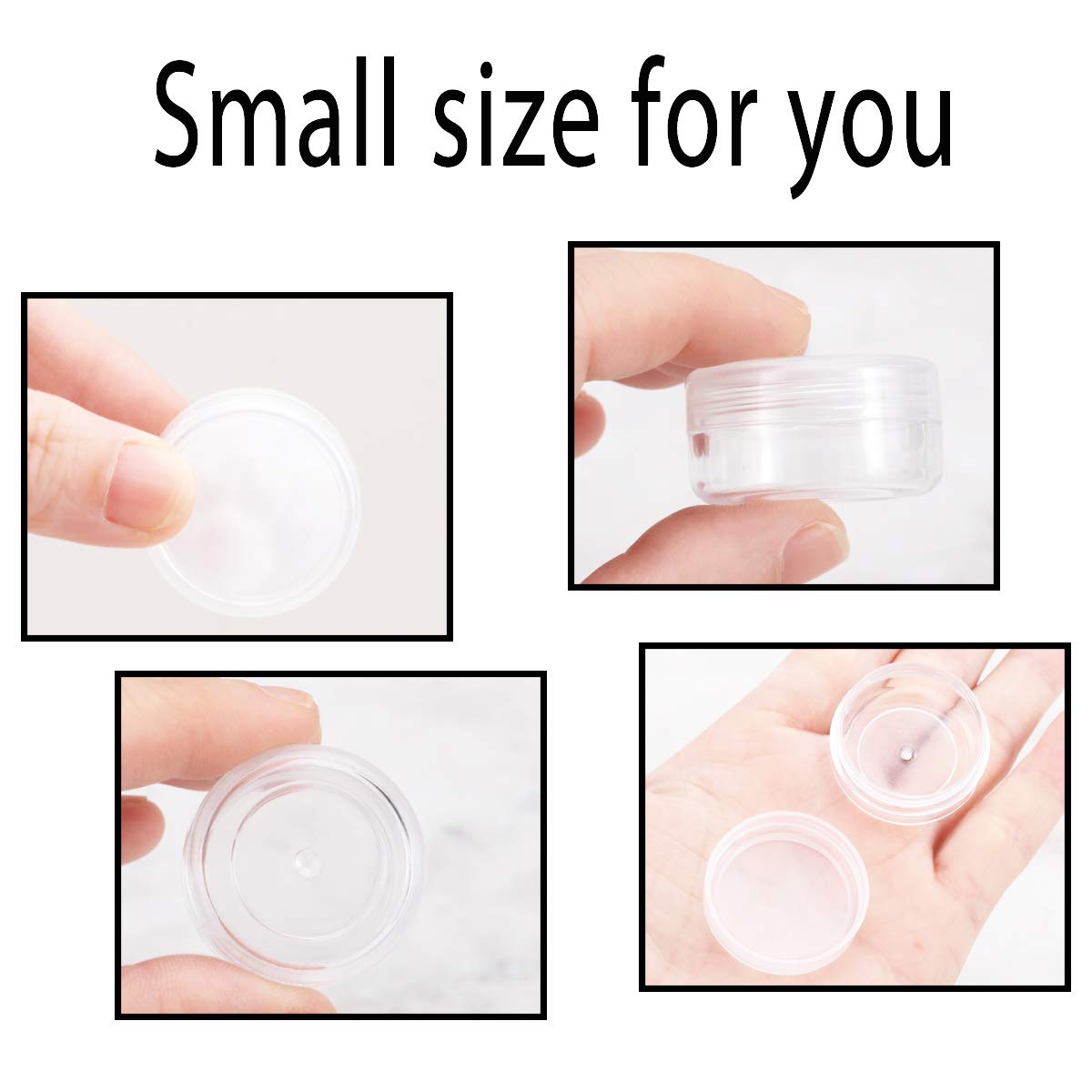 Tiny Cosmetic Containers, 3 Gram 50Pcs Sample Containers with Lids, BPA Free Clear Sample Jars for Makeup, Lotion, Eye Shadow, Powder, and Lip Balm - Image 4