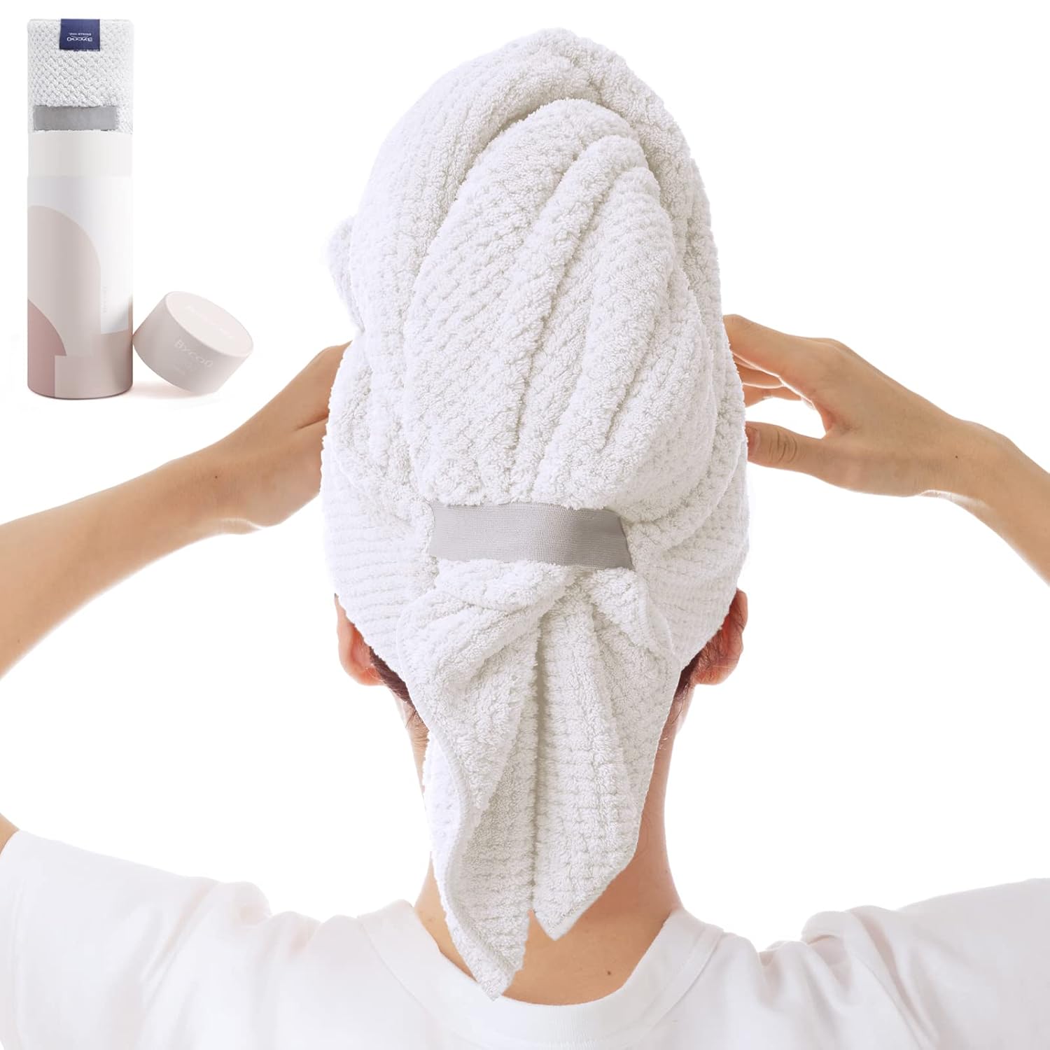 Large Microfiber Hair Towel Wrap for Women, Anti Frizz Drying Towel, Fast Dry Turban Wet Hair, Long, Thick, Curly Super Absorbent Soft Towels - White X-Large