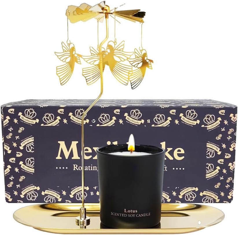Birthday Gift for Women, Unique Angel Candle Gift for Mothers, Sisters, and Best Friends. Rotating Scented Candles with Plate for Mother's Day,Easter,6oz.