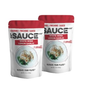 Le Sauce & Co., White Wine Lemon Garlic Gourmet Finishing Sauce (2-pack), Lemon Sauce, Garlic Sauce, White Wine Sauce, Steak Sauce, Chicken sauce, Shrimp Seasoning, Pasta, Bread, Chicken Breast, Lemon Cream Sauce, Salmon, Dipping Sauce