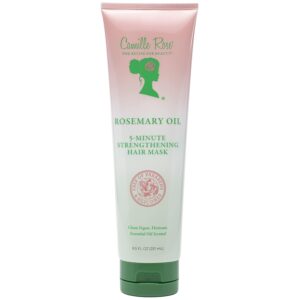 Camille Rose Rosemary Oil 5-Minute Deep Strengthening Hair Mask and Conditioner, with Natural Castor, Peppermint, and Rosemary Oils for Hair Growth & All Hair Types, 8.5 fl oz