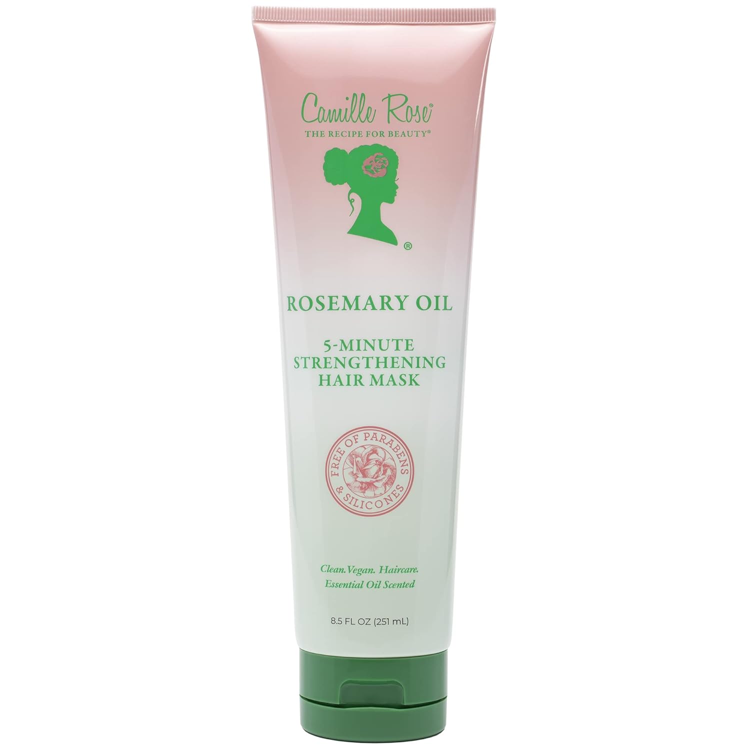 Camille Rose Rosemary Oil 5-Minute Deep Strengthening Hair Mask and Conditioner, with Natural Castor, Peppermint, and Rosemary Oils for Hair Growth & All Hair Types, 8.5 fl oz