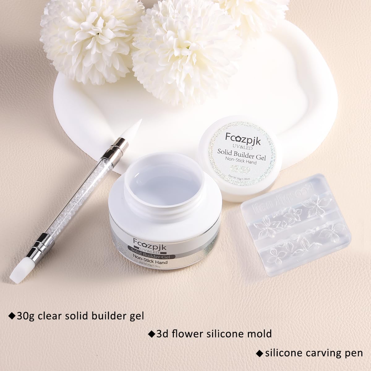 Clear Solid Builder Gel 30g for Nail Extensions and 3D Sculpture with Silicone Molds - Image 2