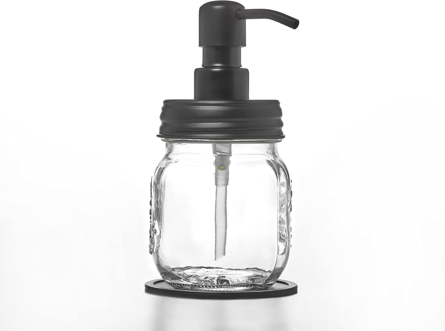 Petite 12oz Mason Jar Soap and/or Lotion Dispenser with Gloss Black Soap Dispenser Pump and Non Slip Coaster for Hand Sanitizer, Liquid Soap or Hand/Body Lotion (Gloss Black, Single 12oz) - Image 2