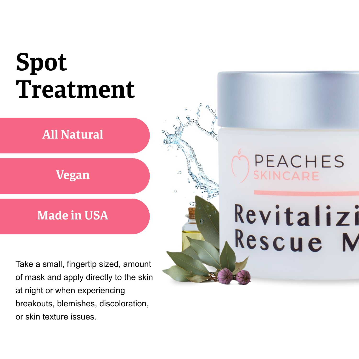 Acne Face Mask – Fast-Drying Camphor and Sulfur Formula with Antioxidants – Supports Clearer, Revitalized Skin – Revitalizing Rescue Mask (2 fl. oz) - Image 4