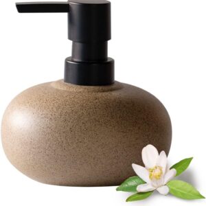 EMPO Stone-Textured Vintage Ceramic Dispenser, High-Color Rough Modern Zen Black ABS Press Bottle for Hand Soap, Shampoo, Conditioner for Bathroom and Kitchen (300ml/10.14oz)