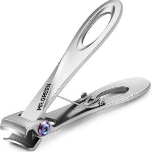MR.GREEN Nail Clippers Wide Jaw Opening Stainless Steel Fingernail Clipper Thick Hard Toenail Cutter Manicure Scissors Tools (Nail Clipper (Large))