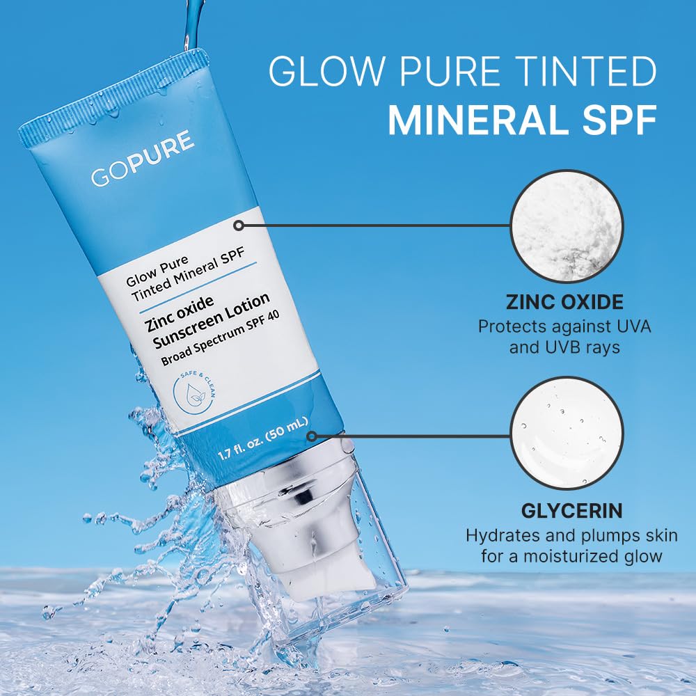 GoPure Glow Tinted Mineral Sunscreen SPF 40 PA+++ 1.7 oz Moisturizer - Image 4