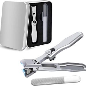 German Nail Clippers for Men, 2025 Upgraded Ultra Sharp Stainless Steel Nail Clippers for Thick Nails, The Luxurious Ultra Sharp Nail Clippers Set with Nail File for Seniors Men Women (Silver)