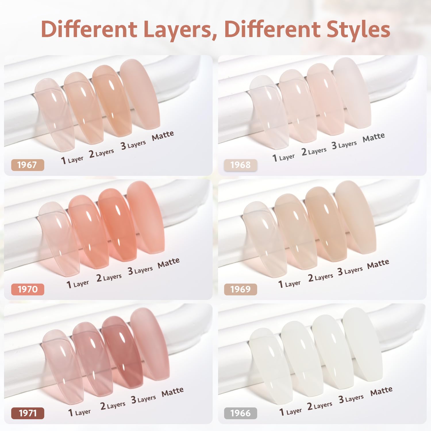 GAOY Milky Jelly Nude Gel Nail Polish Set, 6 Transparent Colors Sheer White Pink Soak Off UV Light Cure Gel Polish Kit for Salon and Nail Art DIY at Home - Image 6