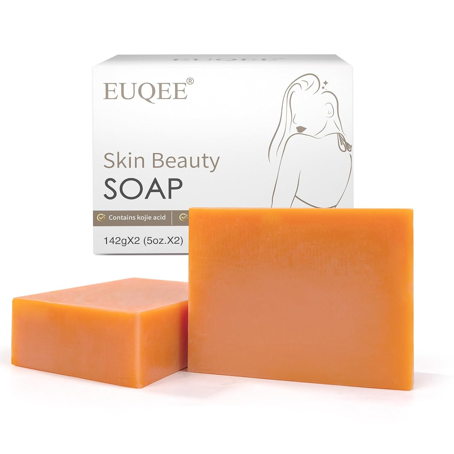 Glutathione Kojic Acid Soap, 5 oz Glutathione Soap Bars with Glutathione, Vitamin C, Collagen for Rejuvenating Skin, Reduces the Appearance of Dark Spots Fine Lines with a Foaming Net- 2 x 142g