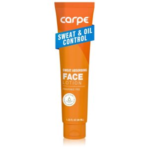 Carpe Sweat Absorbing Face Lotion for Oily Skin Control, Mattifying Face Lotion with Moisturizing Hyaluronic Acid and Squalane, Fragrance Free, 1.35 oz