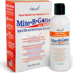 Mosquito Bite Itch Relief by Mite-B-Gone - Natural Sulfur Lotion to Stop Insect Bite Itching, Skin Redness, Discomfort & Irritation | Safe for Kids & Adults| Fast & Effective for All Skin Types| 8 oz