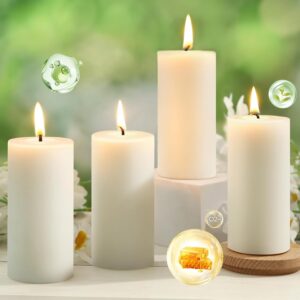 Beeswax Pillar Candles - 172 Hour Long Burning, Unscented, Dripless & Smokeless Organic 100% Beeswax Candles - Bulk 2x4in-4pack