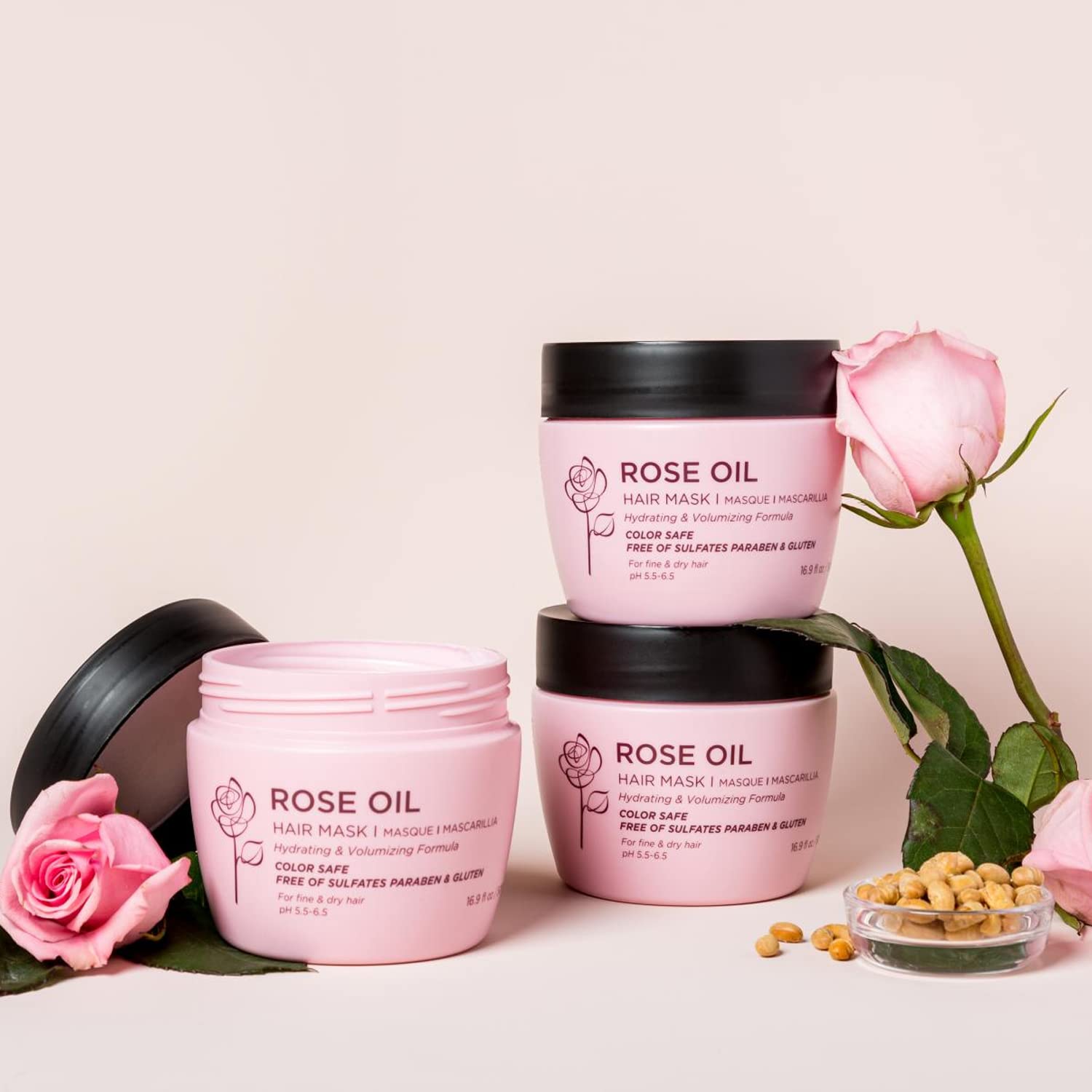 Luseta Rose Oil Hair Mask Moisturing & Hydrating Masque 16.9 Oz Deep Nourishment for Fine and Dry Hair, Sulfate and Paraben Free - Image 5