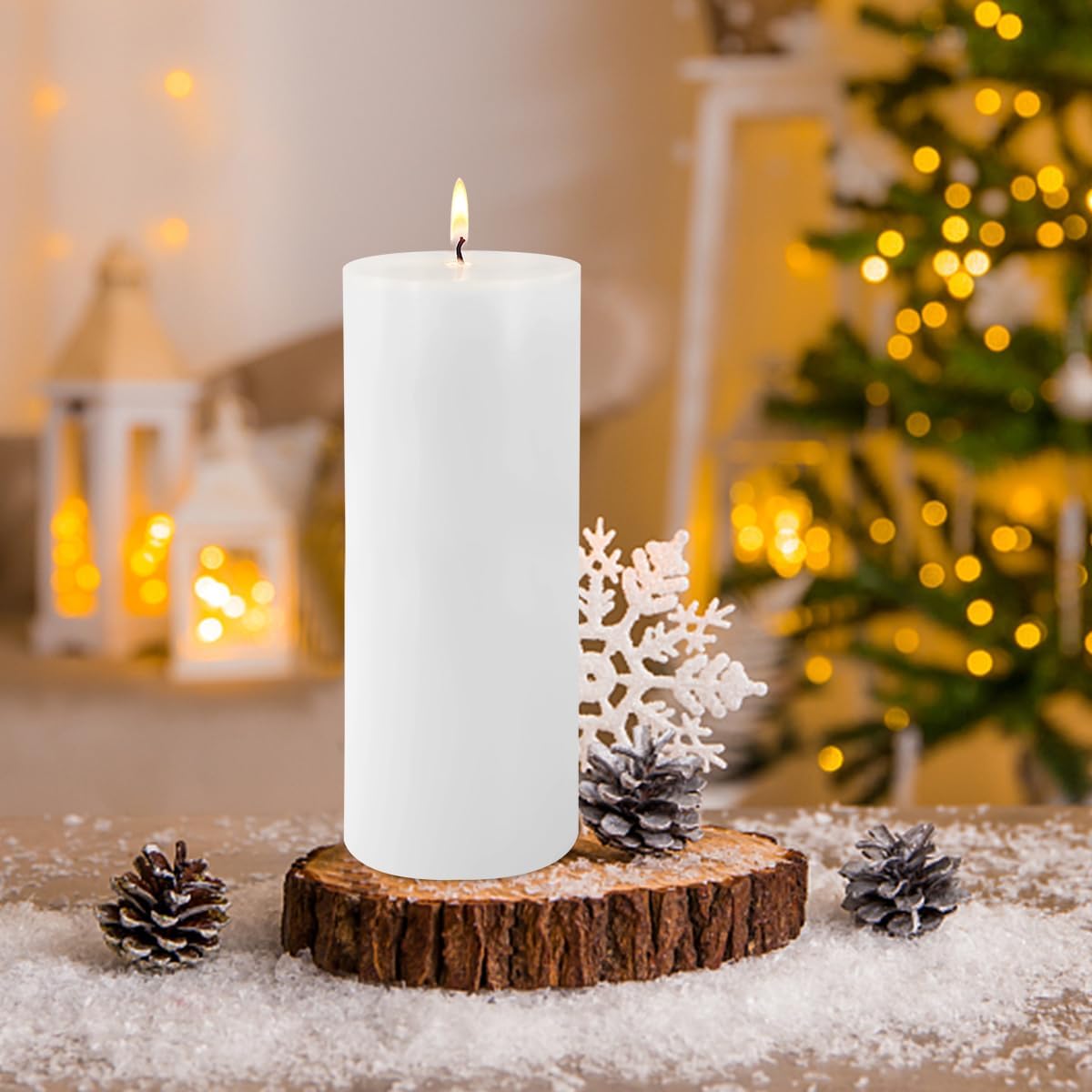 2 Pack 3x8 Hand Poured White Dripless Pillar Candles, Soy Candles, Non-Toxic, Unscented, Smokeless, for Power Outages & Emergency - Image 6