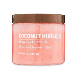 Coconut Hibiscus Shea Sugar Scrub with Sugarcane Extract, 18 oz
