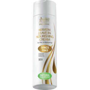 VITAMINS hair cosmetics Keratin Leave In Conditioner Moisturizer - Thin to Normal Hair Care Moisturizing Hydrating Detangler Cream for Dry Damaged Hair