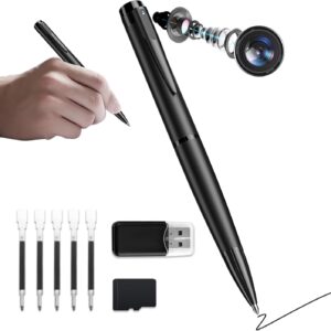 Body Camera Pen with 64GB Memory Card, 1080P HD Mini Surveillance Camera, Portable Pocket Cam, Black