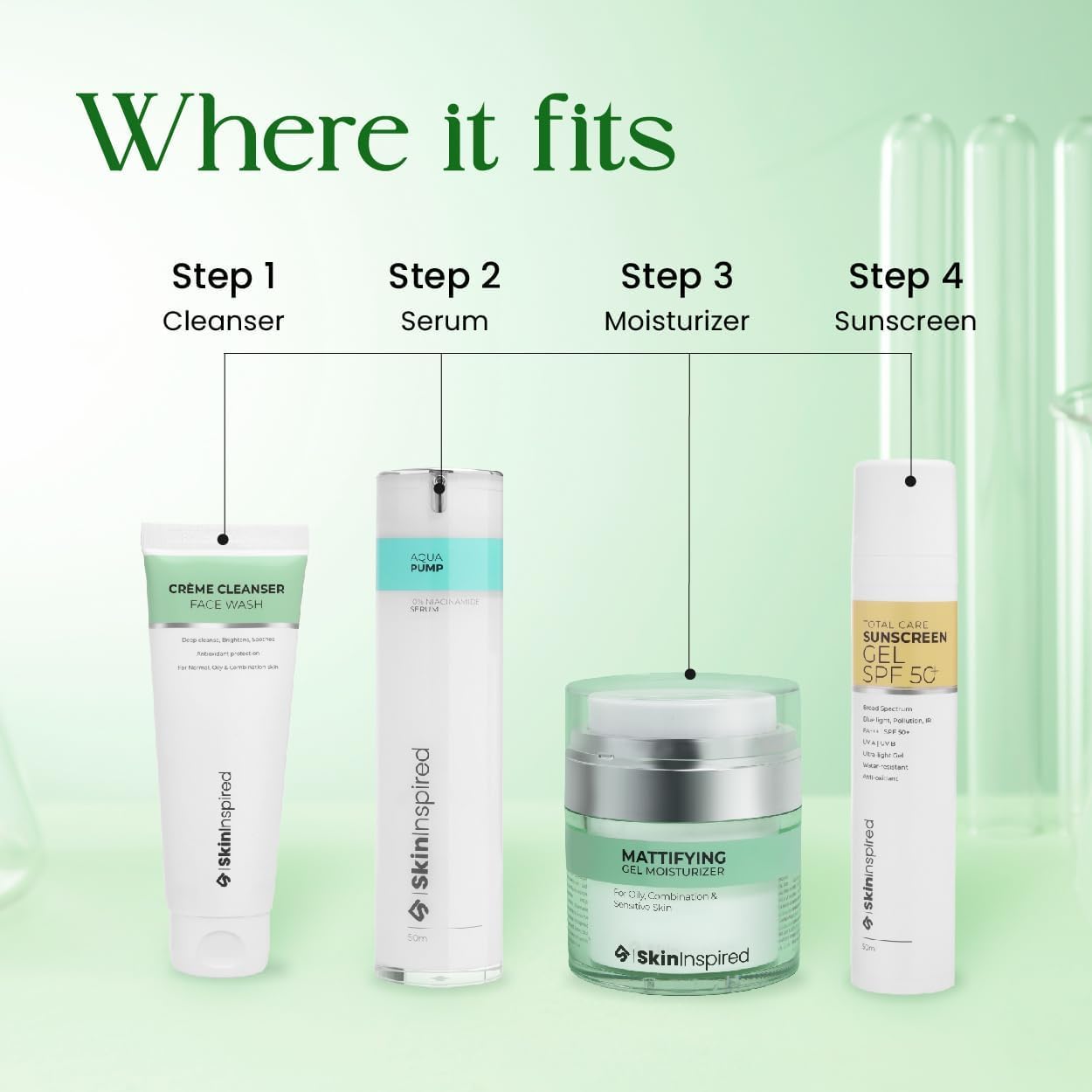 Skin-Inspired' Mattifying Gel Face Moisturizer (50g)- For Oily, Combination and Sensitive Skin | Hydrating Ultra Light Oil Free Face Cream | Non Greasy | For Women & Men - Image 5