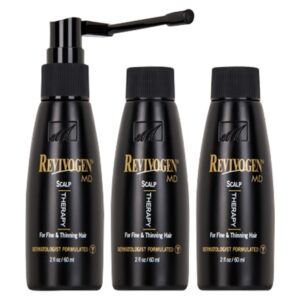 Revivogen MD Scalp Therapy 3 Month Kit Thinning Hair Solution, Natural DHT Blocker Ingredients, Experience Healthier Hair Growth for Men & Women with Hair Loss, 2 Fl oz, Pack of 3