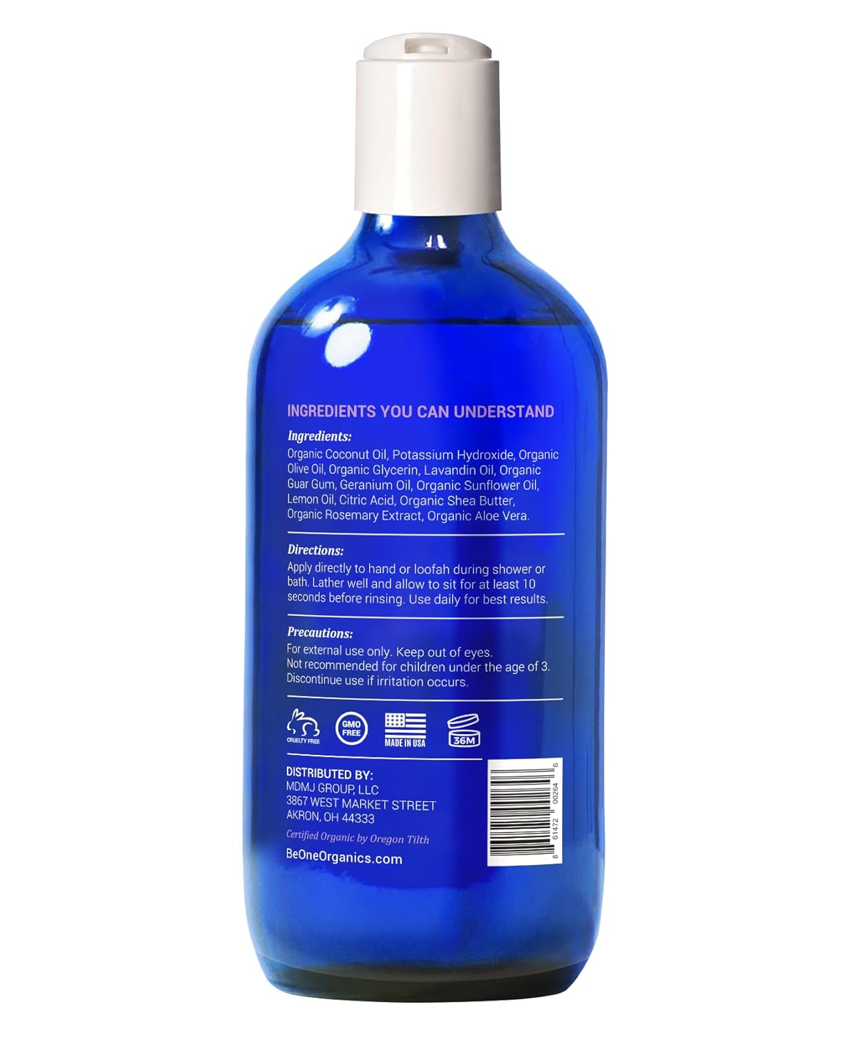 Certified Organic Lavender Body Wash by Be-One - Paraben & Sulfate Free - Moisturizing - Sensitive Skin - All Natural - Organic Soap - For Men & Women - Gentle - Eczema - Vegan - Made in USA - Image 3