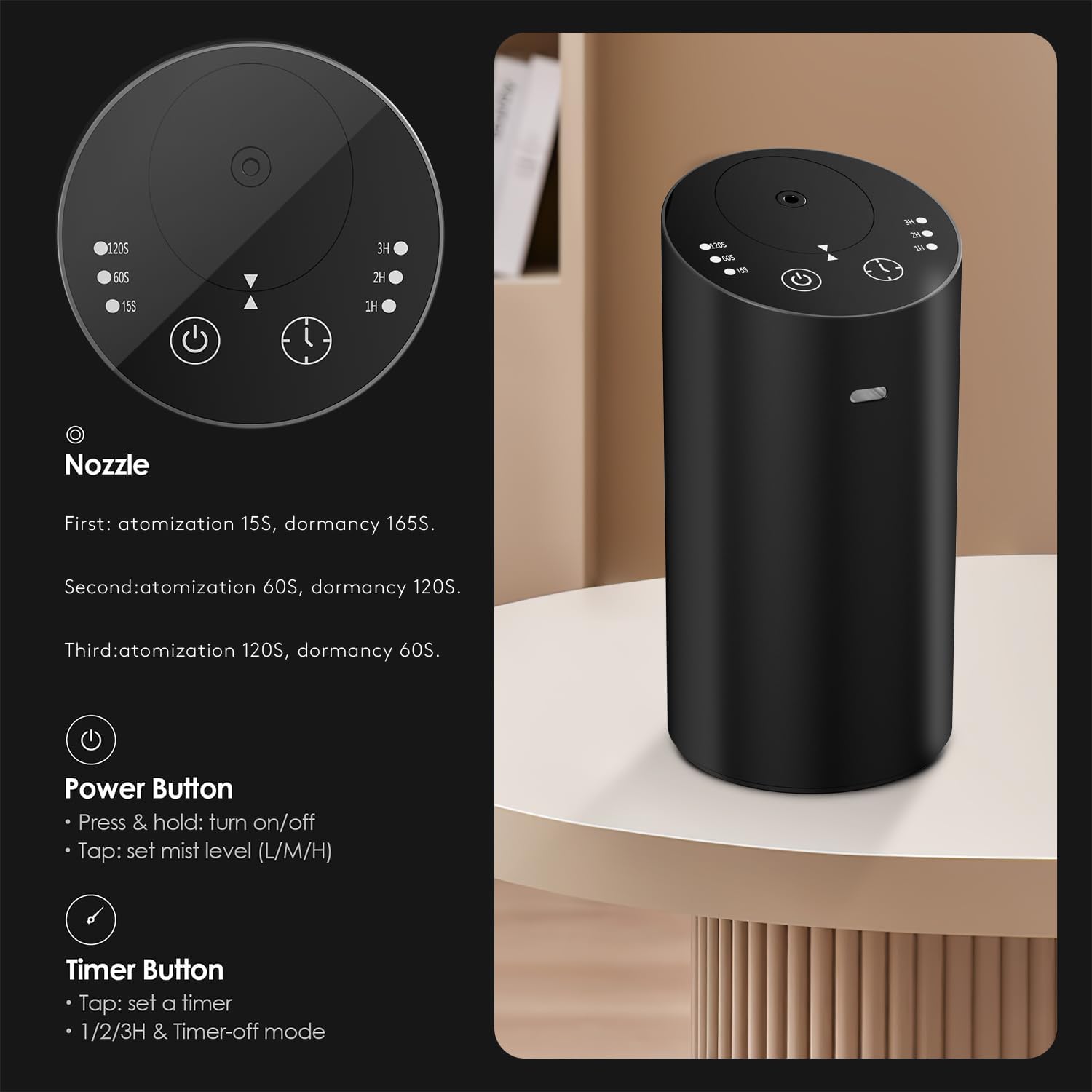 Waterless Car Diffuser, Waterless Diffusers for Essential Oils with Timer & No Leakage Tech, Super Quiet Cordless Aromatherapy Essential Oil Diffuser Battery Operated for Car, Room, Office - Image 4