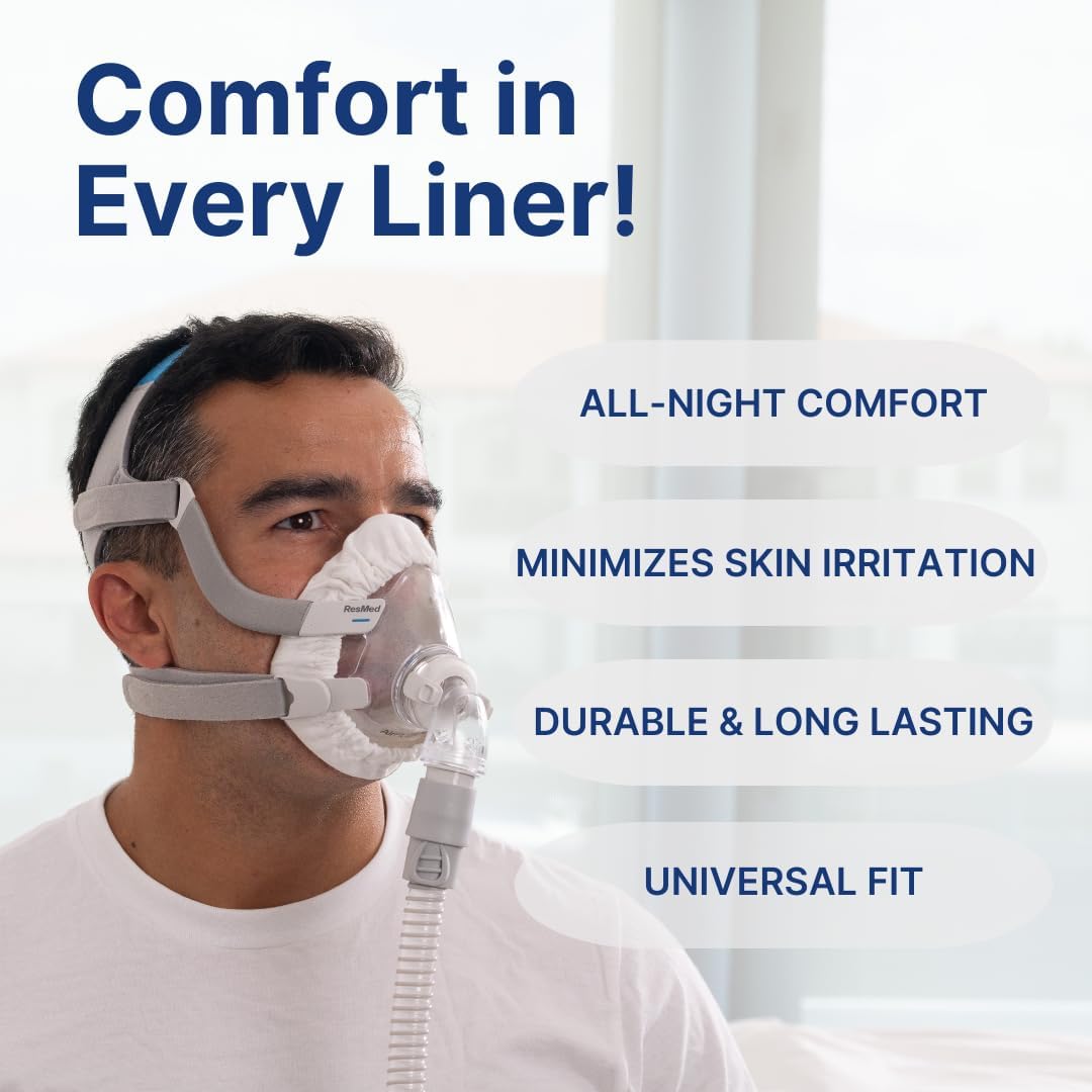 Snugell CPAP Mask Liners Full-Face (4-Pack) – White – Soft Cotton Fabric CPAP Skin Protector for Universal Fit – Reduces Skin Irritation, Air Leaks – Reusable & Washable for 6-Month Supply - Image 3