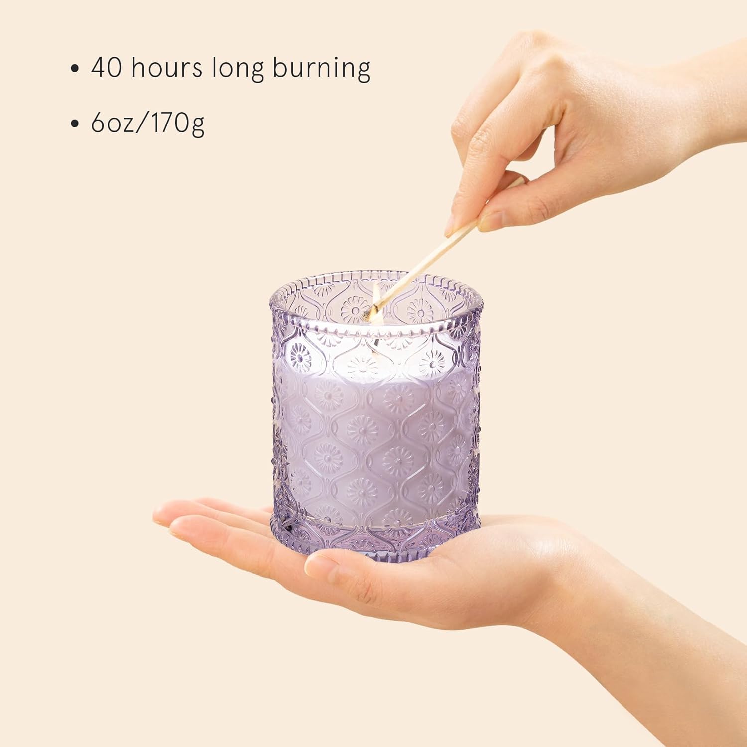 LA JOLIE MUSE Lavender Lilac Jardin de Lavender Scented Coconut Candle 6 Oz 40 Hour Burn - Image 4