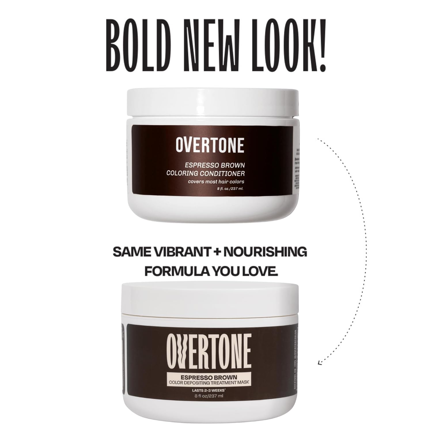 Overtone Color Depositing Semi-Permanent Hair Dye Conditioner - 8 oz For Natural & Color-Treated Hair, Moisturizing Shea Butter & Coconut Oil - Vegan & Cruelty-Free, Espresso Brown - Image 2