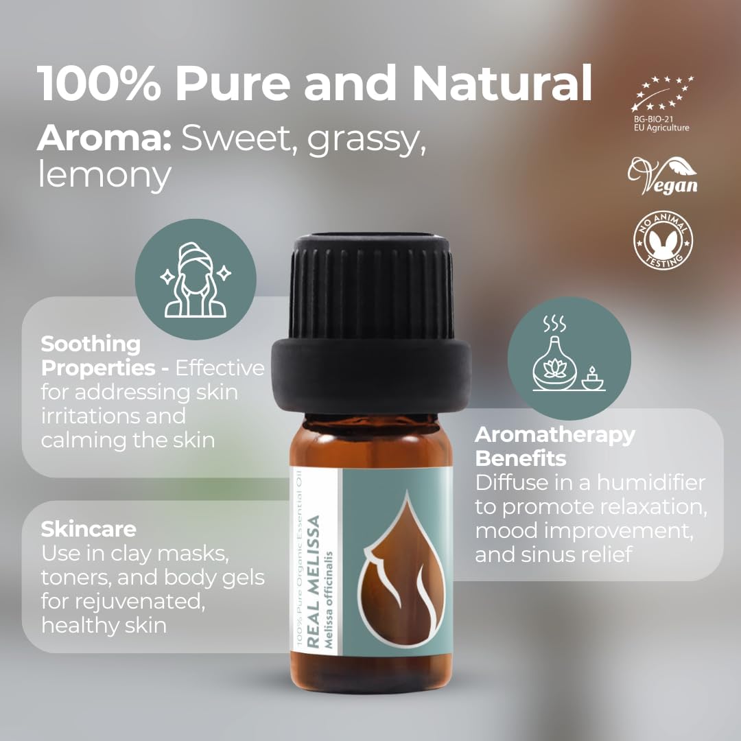 Essences Bulgaria Organic Real Melissa Essential Oil 1/6 Fl Oz | 5ml | Melissa Officinalis | 100% Pure and Natural | Undiluted | Therapeutic Grade | Family Owned Farm | Steam-Distilled | Non-GMO - Image 5