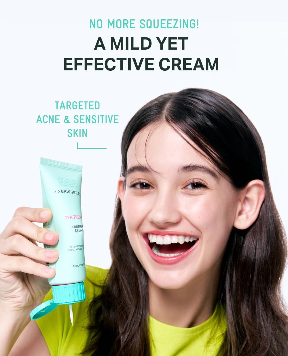 BRING GREEN Tea Tree Cica Soothing Cream Plus 100ml Moisturizer for Skin and Pore Care - Image 2