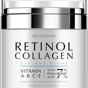 EnaSkin Anti Aging Face Cream: Retinol Collagen Wrinkle Moisturizer for Women - 7% Hyaluronic Acid - Day/Night Facial Sagging Skin Care & Firming Neck, 1.7 fl oz