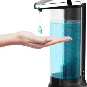 Automatic Soap Dispenser, 17oz/500ml Touchless Battery Operated Liquid Soap Dispenser with 7levels Adjustable Soap Volume, Perfect for Commercial or Household Use, Chrome