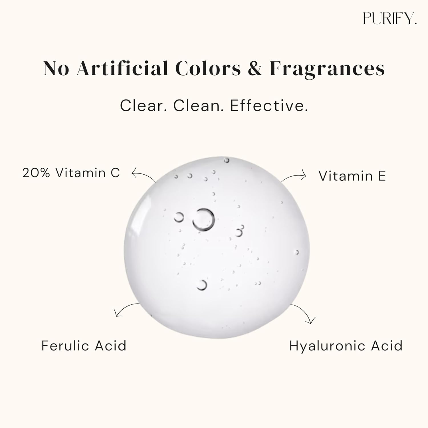 Purify 20% Vitamin C Serum - with Vitamin E & Ferulic Acid - Anti Aging - Brightening Face Serum - Pure Vit C for Dark Spots Correcting, Uneven Skin Tone, Wrinkles, Glow - 1 fl oz. - Image 4
