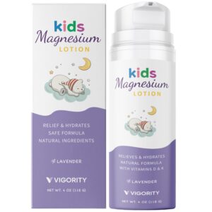 Magnesium Lotion for Kids & Babies Sleep - Bedtime Calming Body Cream with Natural Ingredients, Lavender Oil, Shea Butter & Multi Vitamins - Topical Magnesium Soothing Relief, Promotes Relaxation