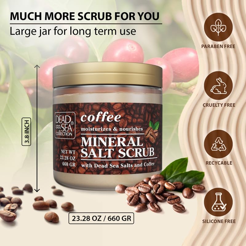 Dead Sea Collection Coffee Scented Salt Body Scrub - Large 23.28 OZ - with Pure Oils and Dead Sea Minerals - Image 2